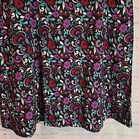 Kim Rogers black floral flared skirt size S - Picture 3 of 6